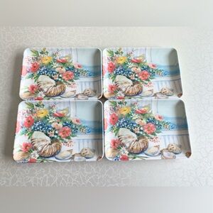 Design Imports Italy Floral Shell Small Decorative Plates - Set of 4